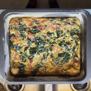 Beet and bacon Frittata top view square
