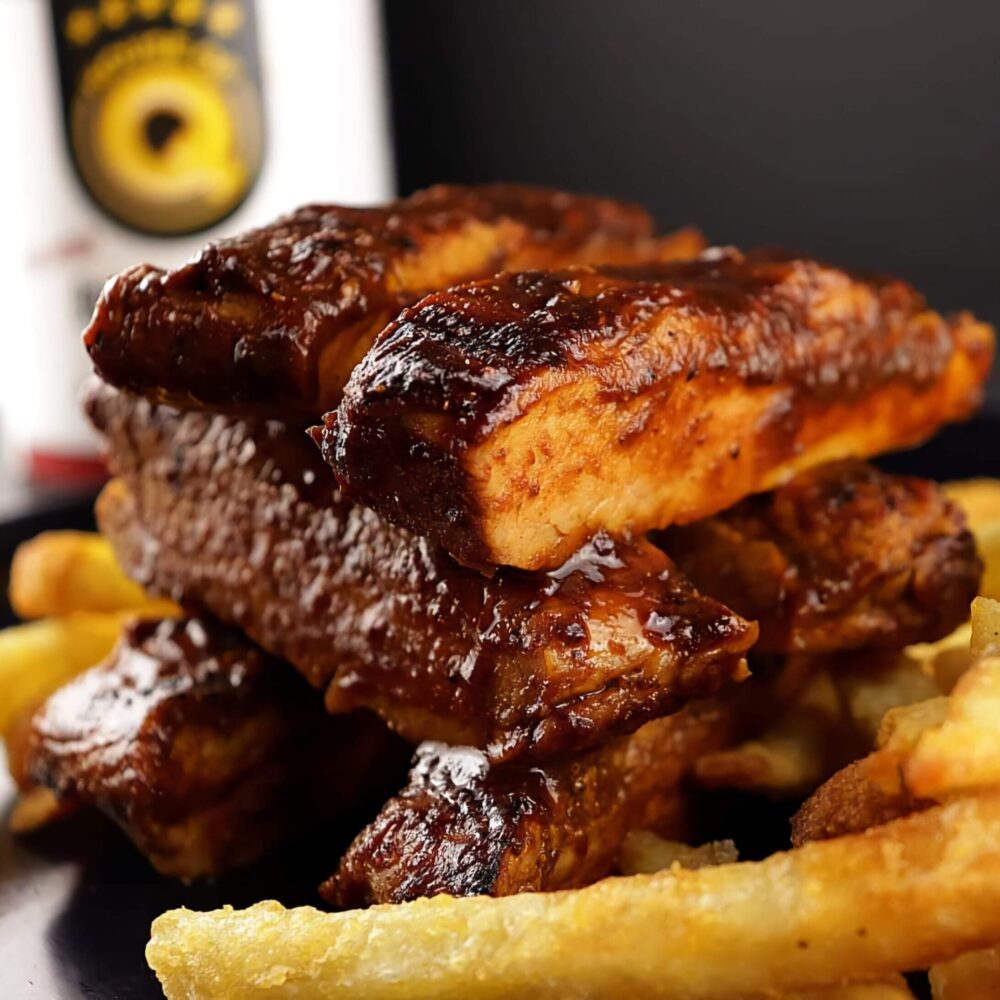 "Fake" Boneless Pork Ribs plated