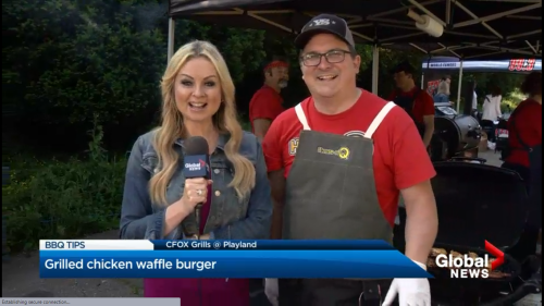 Grilled chicken and waffle burger global tv cover