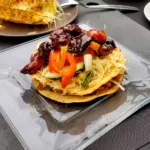 Grilled Cherry and Tomato Chutney 2 Grilled Vegetarian Tostada with veg and chutney