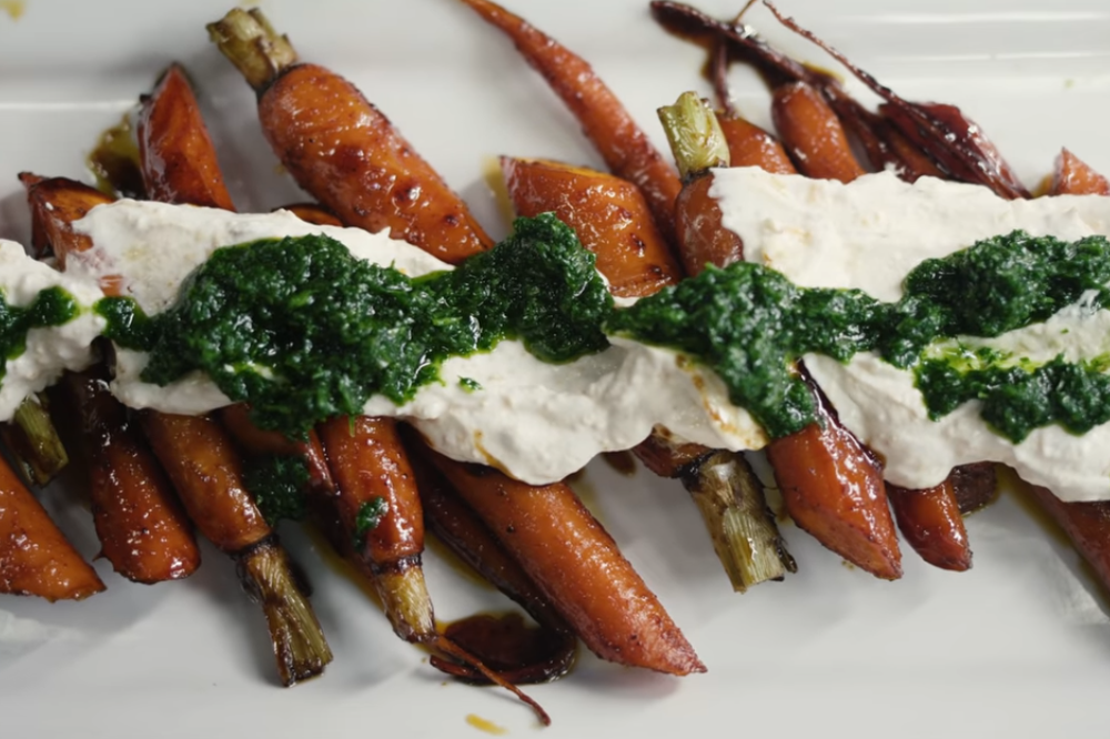 bbq smoked carrots with pesto