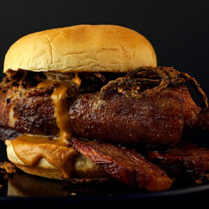 chicago pork chop sandwich plated smoked
