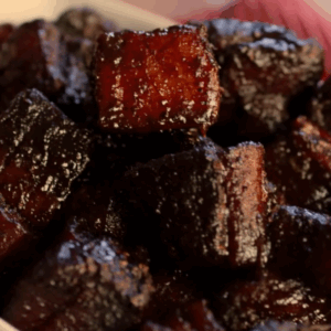 plated pork belly burnt ends