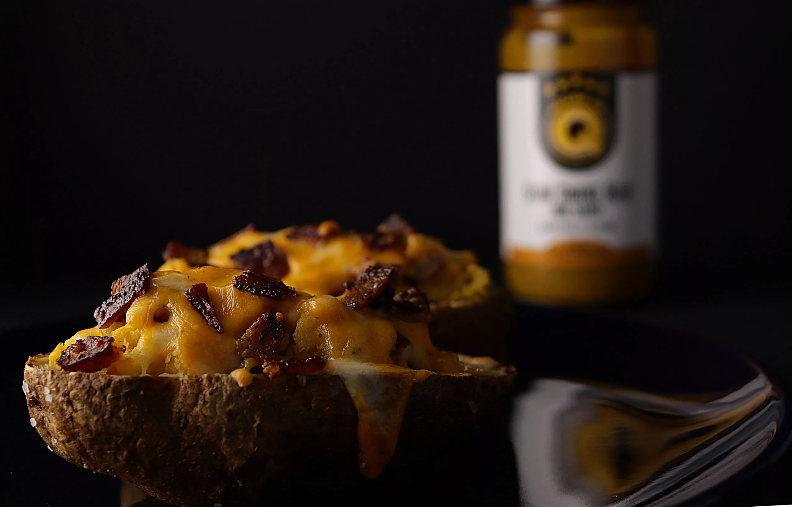double stuffed potatoes with slow smoked gold and cheddar cheese